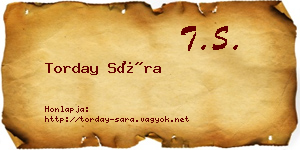 Torday Sára névjegykártya